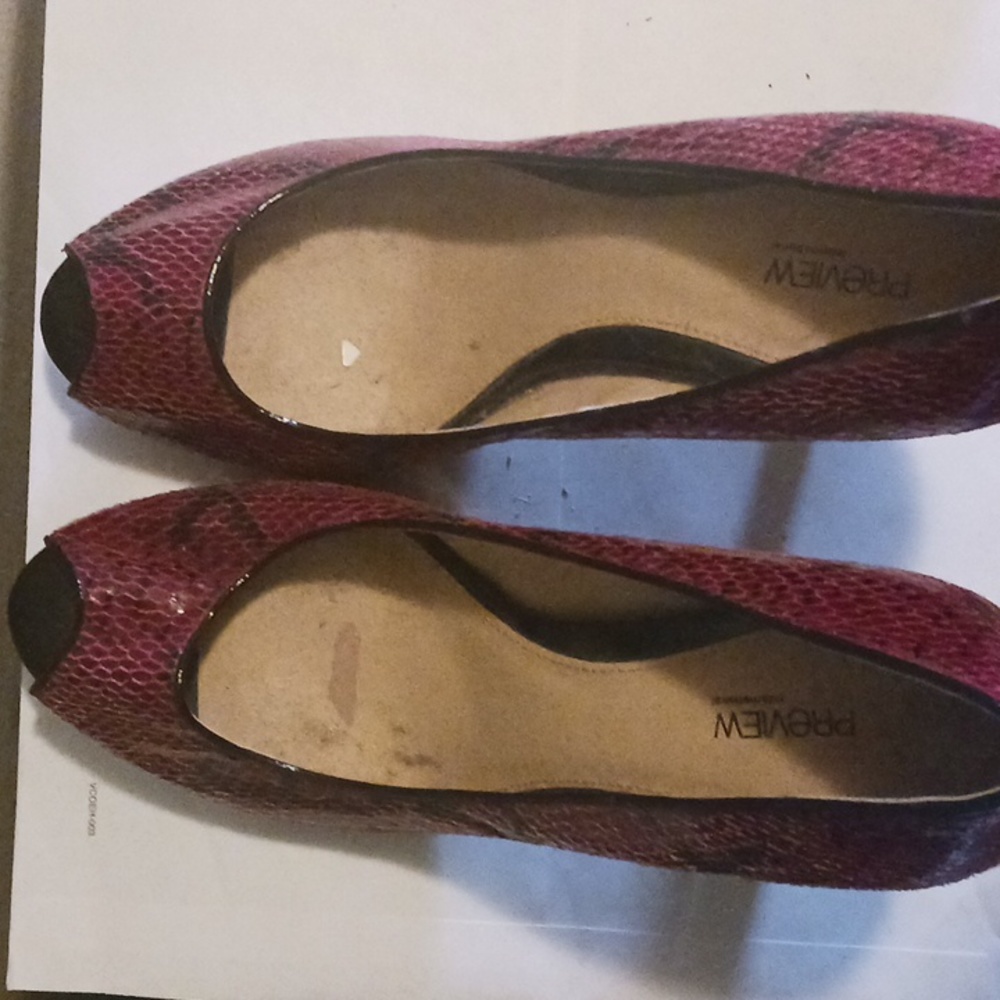 Preview Faus Red/Black Snakeskin open toe pumps size 8